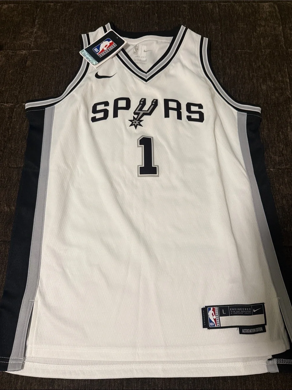 Nike White and Black San Antonio Spurs #1 Basketball Jersey